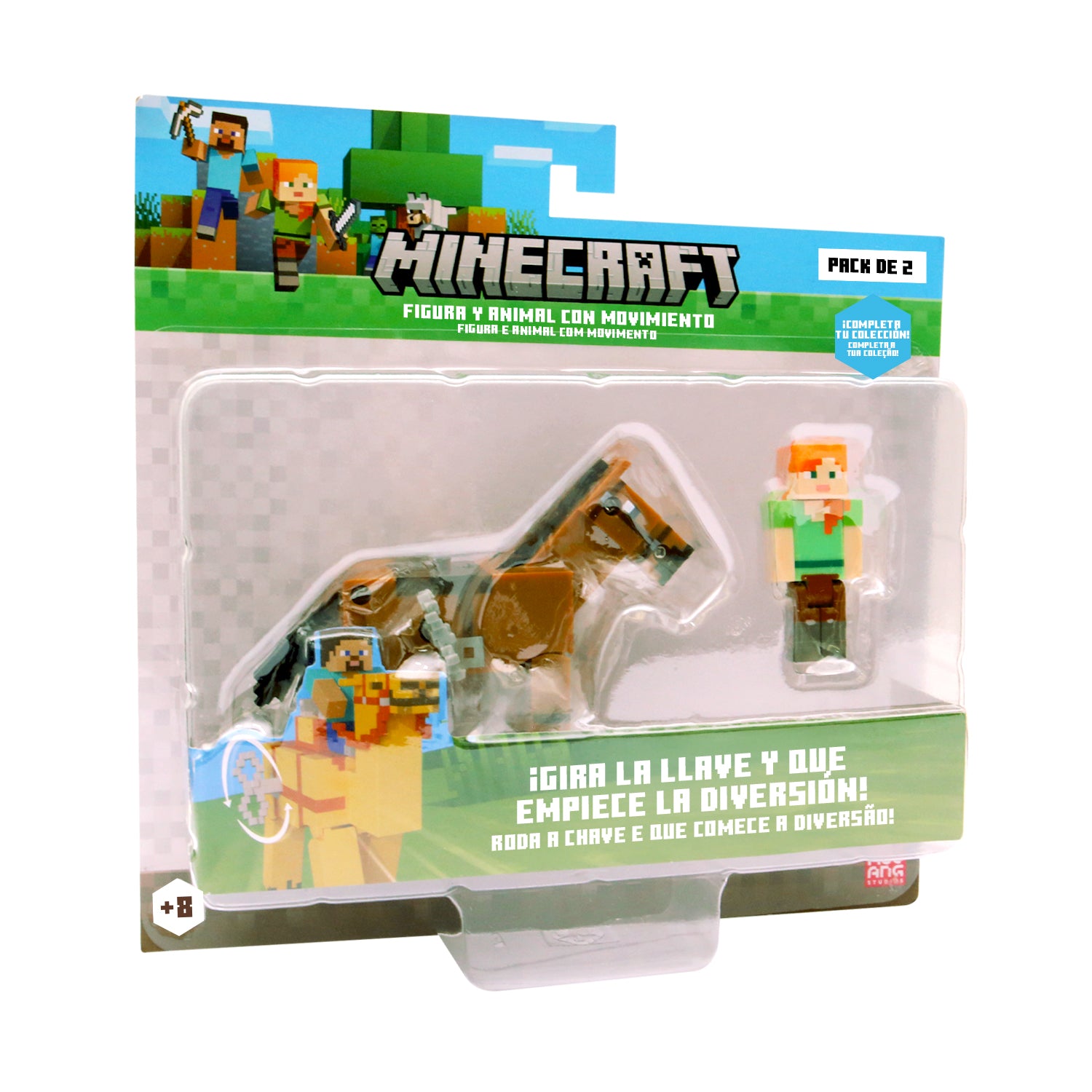 Minecraft - Figura y animal en movimiento