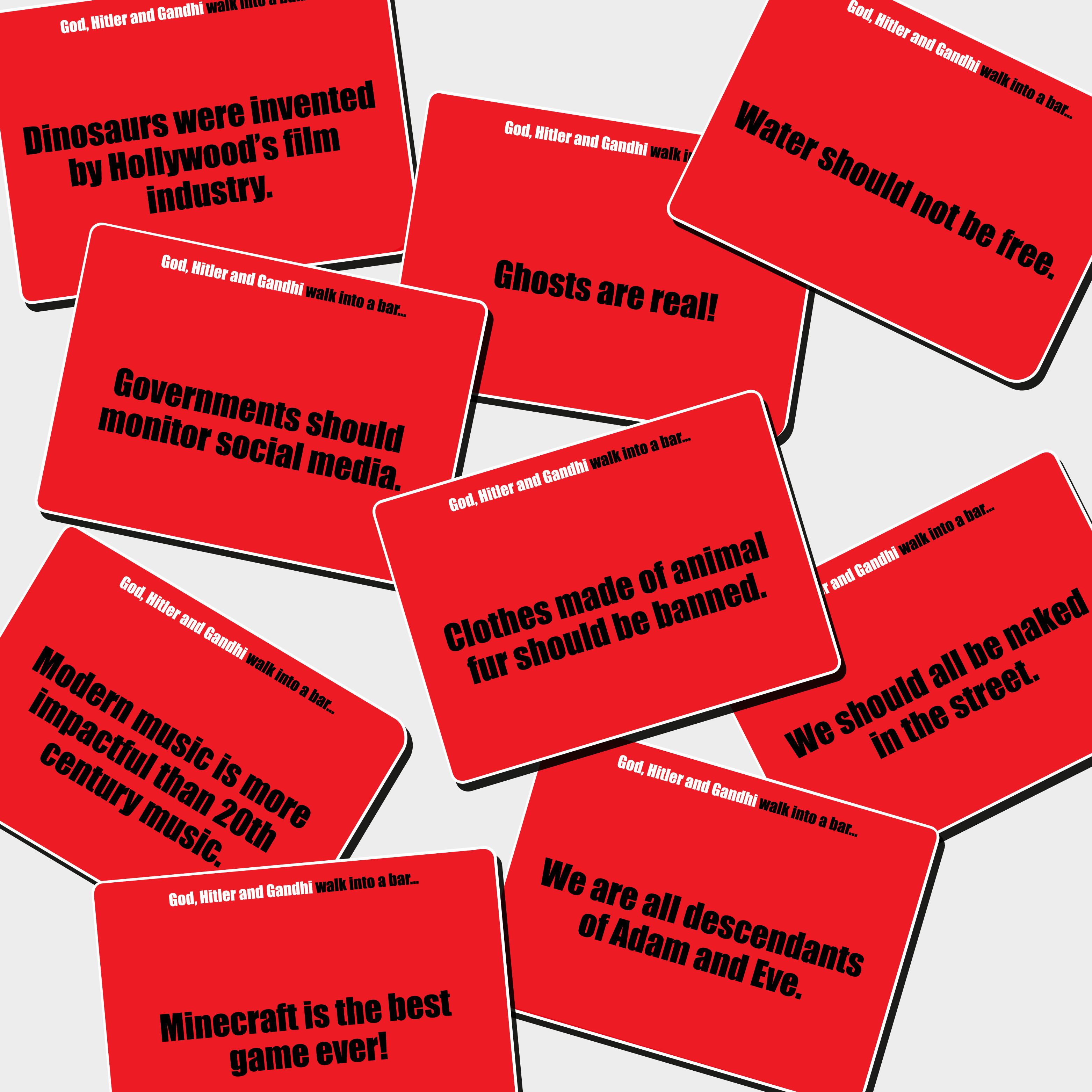 Dios, Hitler y Gandhi caminan hacia un bar...