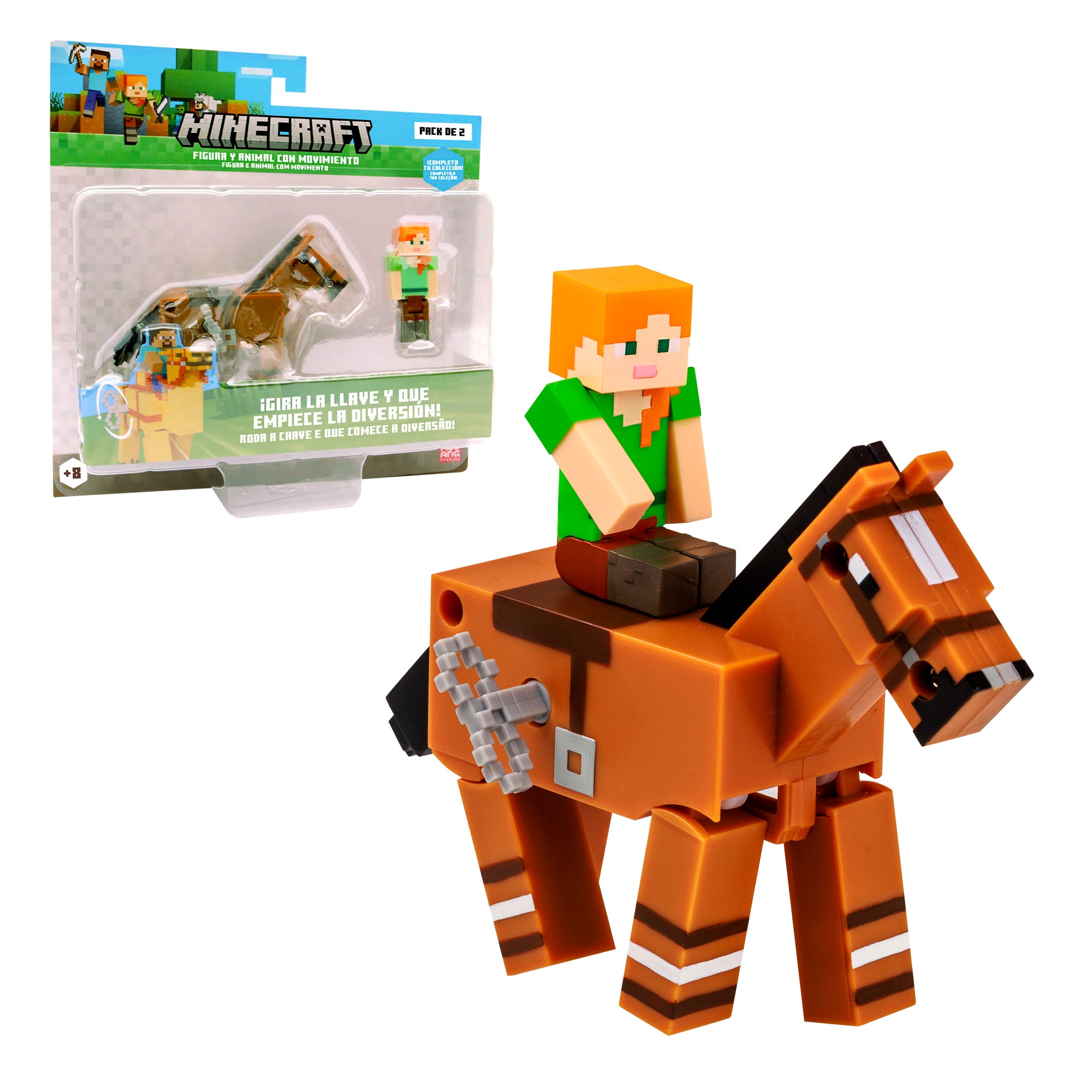 Minecraft - Figura y animal en movimiento
